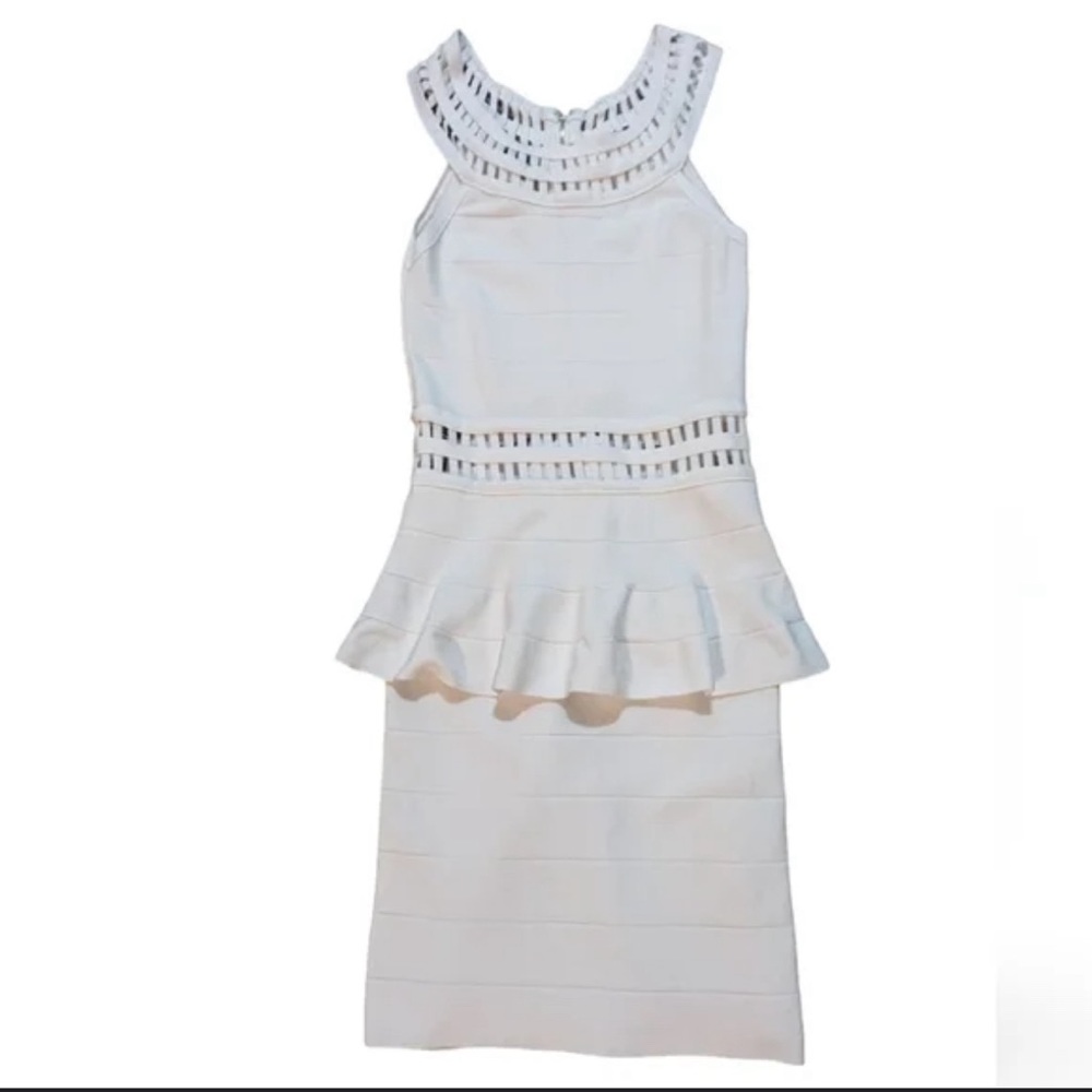 Bebe White Bodycon Bandage Dress - Size Small, Brand New with Tags